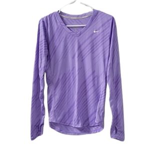 Nike Dri-Fit Light Purple Striped V Neck Longsleeve Teeshirt